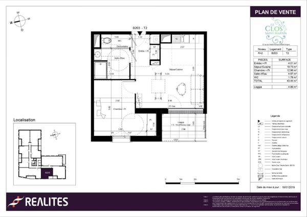 LOCATION TYPE 2 MEUBLE CLOS SAINT MARTIN B203,  
Angers 49000