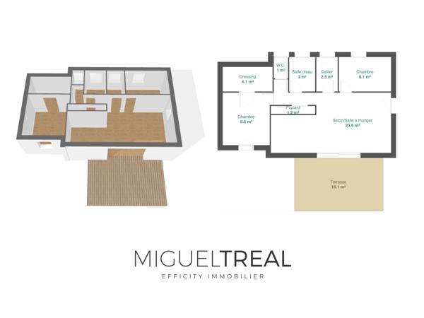 Maison 3 pièces - 52 m²