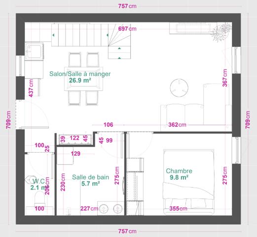 Appartement 3 pièces - 60 m²