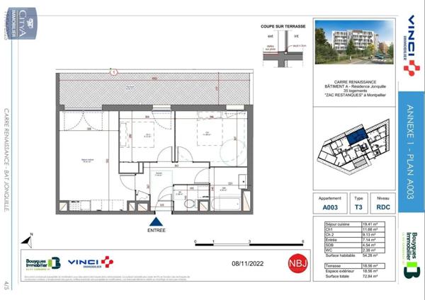 Appartement à louer 3 pièces 54.28m²