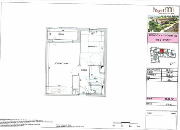 Appartement à vendre  2 pièces • 45,30 m2 Montreuil