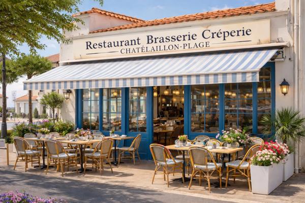 FONDS DE COMMERCE RESTAURANT BRASSERIE CREPERIE A VENDRE VILLE BALNEAIRE EMPLACEMENT PREMIMIUM AVEC VENTE DES MURS INDISSOCIALES