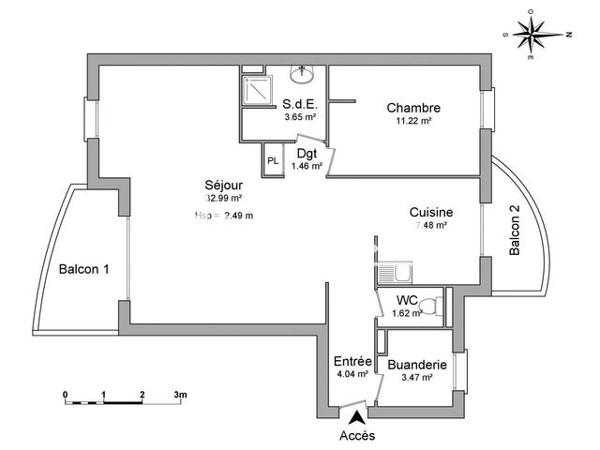 Location Appartement 4 pièces 65.94 m² - 2-4 AVENUE LAFFON DE LADEBAT Chalonnes Sur Loire 49290