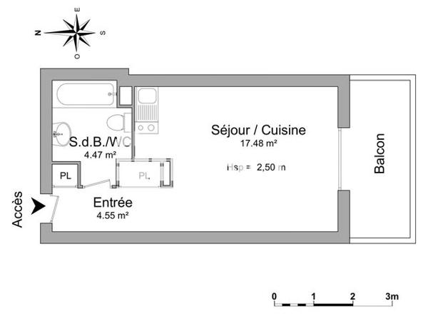 Location Studio 26.5 m² - 1 RUE MAURICE ROLLINAT Limoges 87000