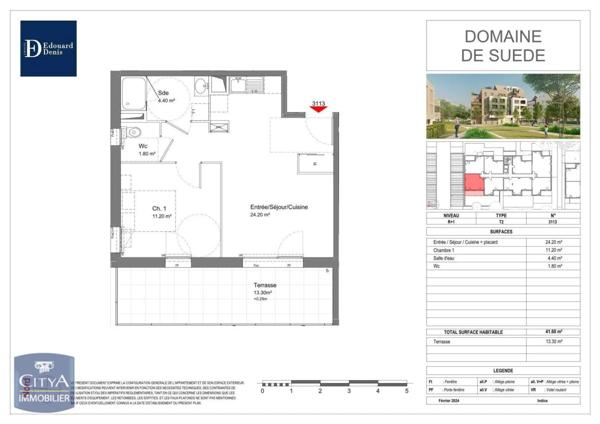 Appartement à louer 2 pièces 41.6m²