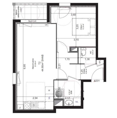 Appartement SAINT MALO 44.8 m²