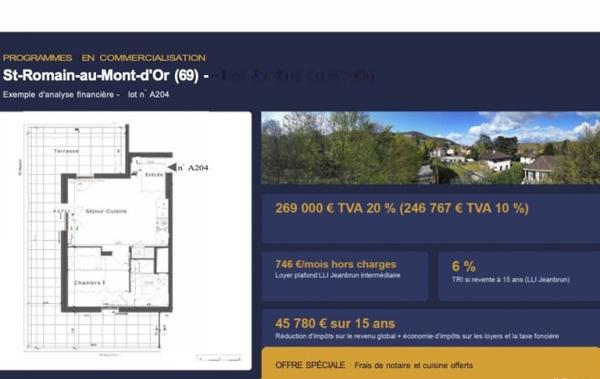 Vente Appartement P2 LLI + Jeanbrun dernier étage Saint-romain-au-mont-d'or