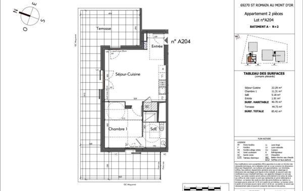 Vente Appartement P2 LLI + Jeanbrun dernier étage Saint-romain-au-mont-d'or