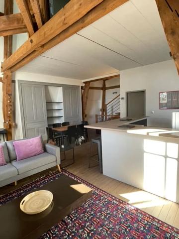 T3 duplex de caractère avec poutres apparentes aux portes de Lyon