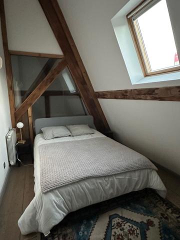 T3 duplex de caractère avec poutres apparentes aux portes de Lyon