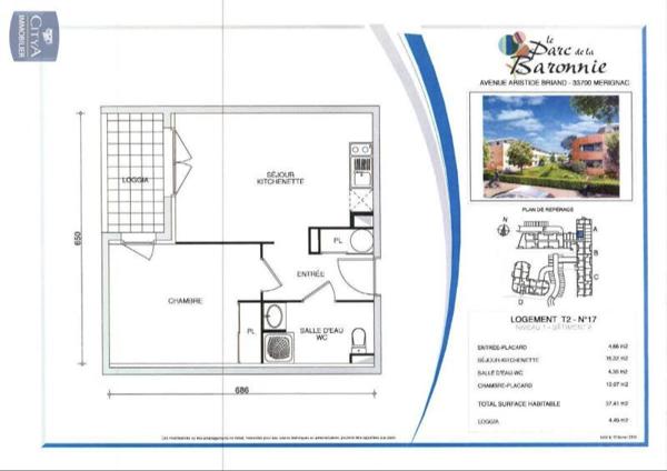 Appartement à louer 2 pièces 36.97m²