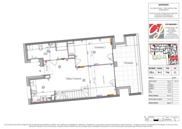 Appartement T4 NANTES Boissière - 84.1 m2  1 149 Euros