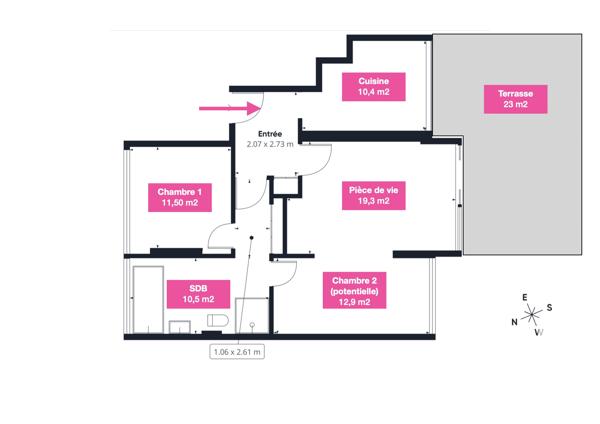 Appartement à vendre 3 pièces 74,45 m² Nantes