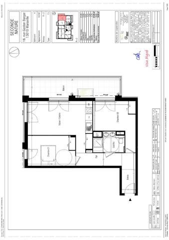 Appartement Marseille 3 pièce(s) de 62m2