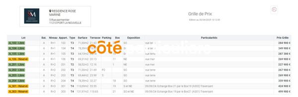 Vente Appartement58,52 m² - 2 Pièces - PORT LA NOUVELLE (11210)