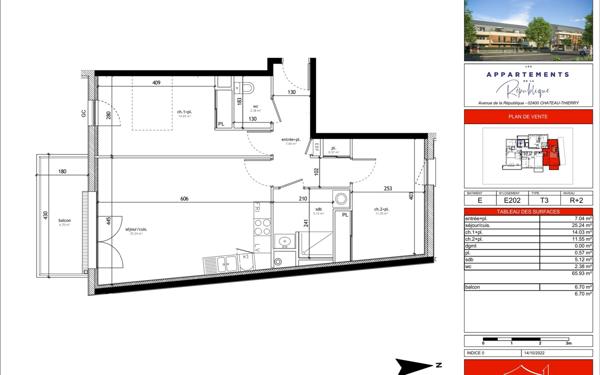 Appartement à vendre    3 pièces • 65,93 m2 Château-Thierry
