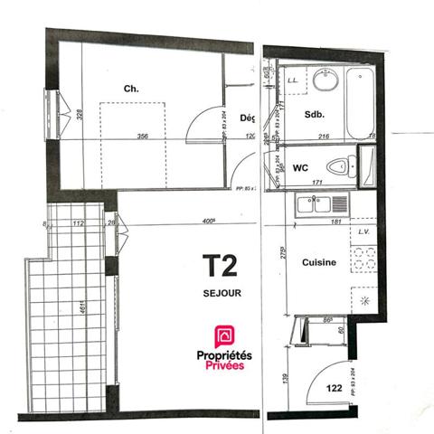 Appartement 2 pièces 46,5m2 avec balcon, garage et parking