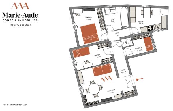 Appartement 4 pièces - 100 m² Bien prestige