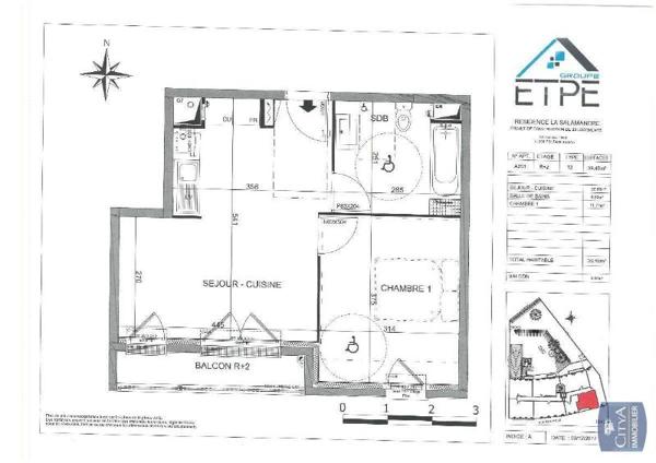 Appartement à louer 2 pièces 39.49m²