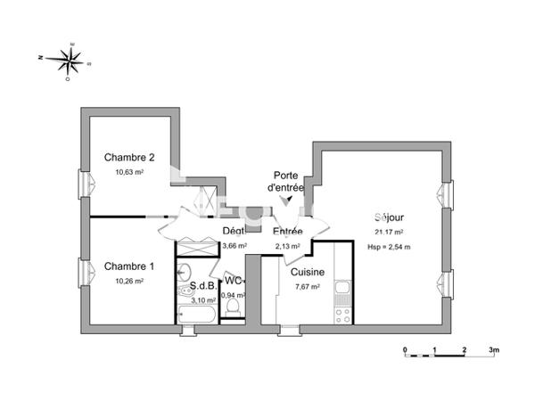Location Appartement 3 pièces 59.56 m² - RESIDENCE LE MARRONNIER - 6 RUE DE LA TRANCHEE Poitiers 86000
