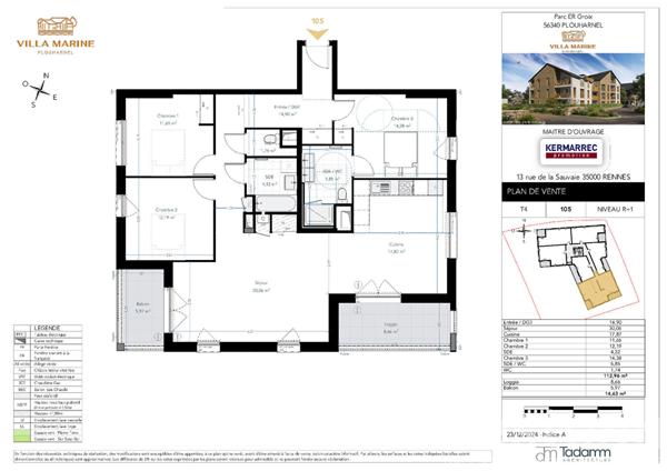 À vendre - Appartement T4 dans l'hypercentre de PLOUHARNEL