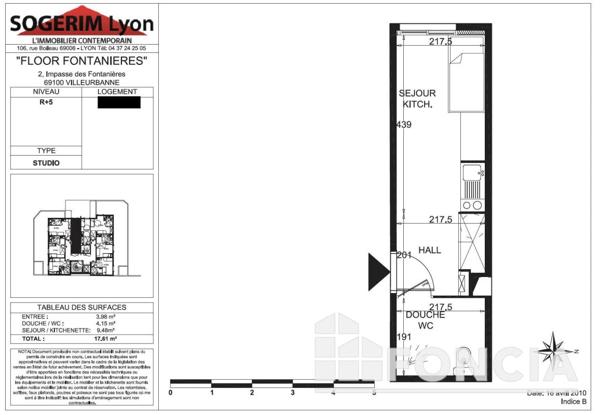 À vendre Studio 17.6 m² - Villeurbanne 69100