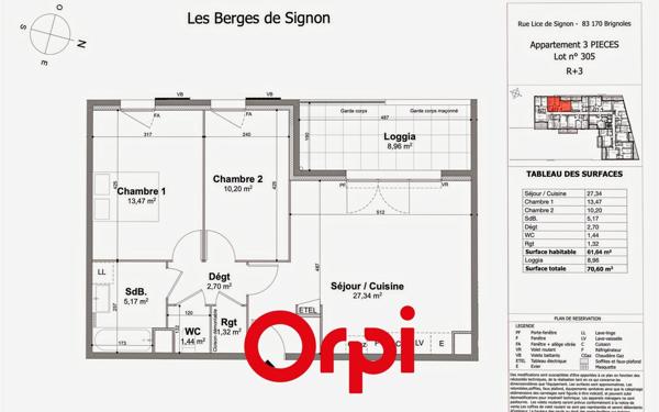 Appartement à vendre    3 pièces • 61,64 m2 Brignoles
