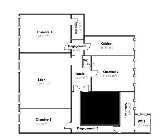 Appartement à vendre  4 pièces - 109,71 m 2   PARIS  - 75003