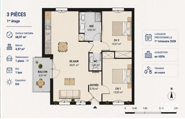 Appartement (neuf) à vendre 3 pièces 69 m² Saint-Aubin-sur-Mer