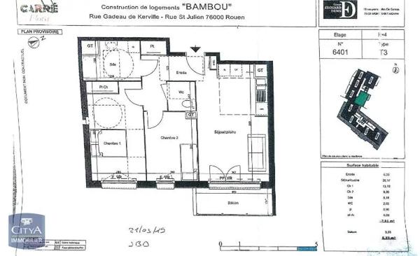 Appartement à louer 3 pièces 57.91m²