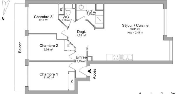 Location Appartement 4 pièces 75.5 m² - Montpellier 34070