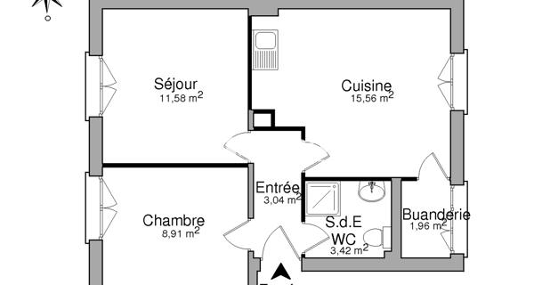 Location Appartement 2 pièces 45.17 m² - Bischheim 67800
