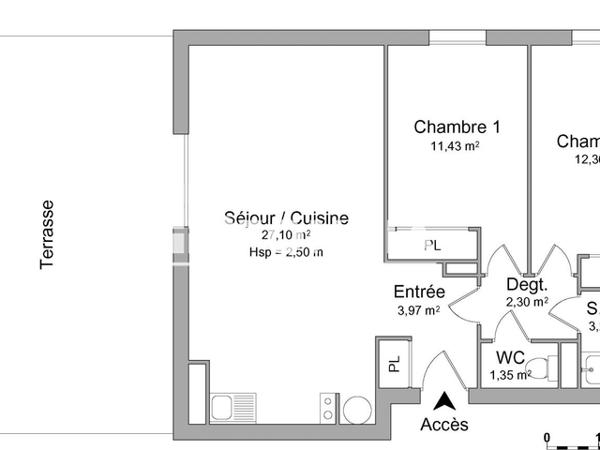 Location Appartement 3 pièces 61.71 m² - 6 IMPASSE PAUL VALERY Colomiers 31770