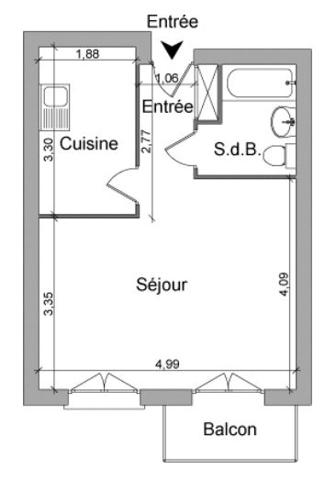 Appartement · Location Villefranche Sur Saone (69400) 1 pièce · 33m²