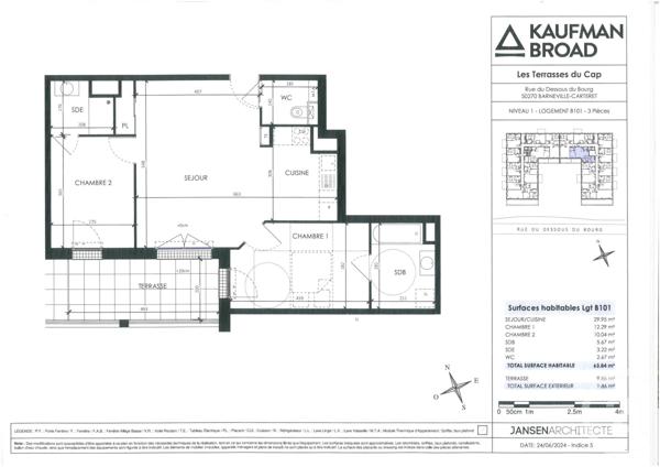 Appartement F3 à vendre  3 pièces - 63,84 m2 BARNEVILLE CARTERET - 50