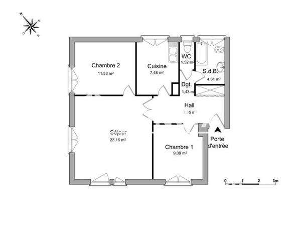 Location Appartement 3 pièces 66.47 m² - 1AB RUE DES TROIS EPIS Villers Les Nancy 54600