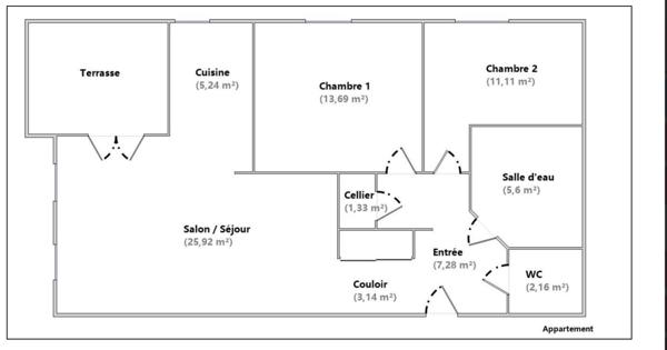 Bel appartement avec Balcon, cave et 2 parkings dont 1 intérieur