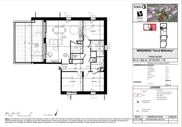 Appartement Niort 4 pièces - 94 m2
