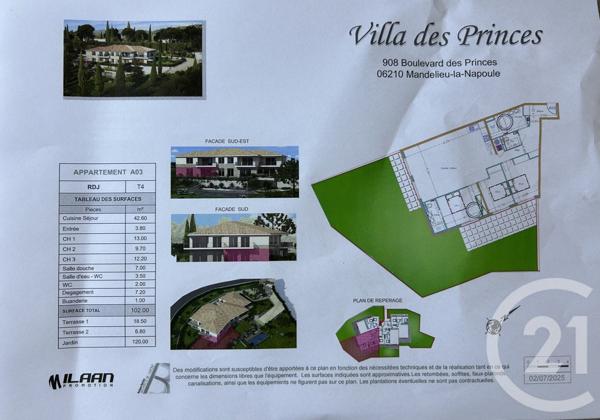 Appartement F4 à vendre  4 pièces - 102 m2 MANDELIEU LA NAPOULE - 06