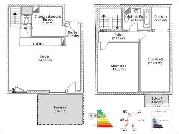 Appartement à vendre 4 pièces 69 m² Pantin