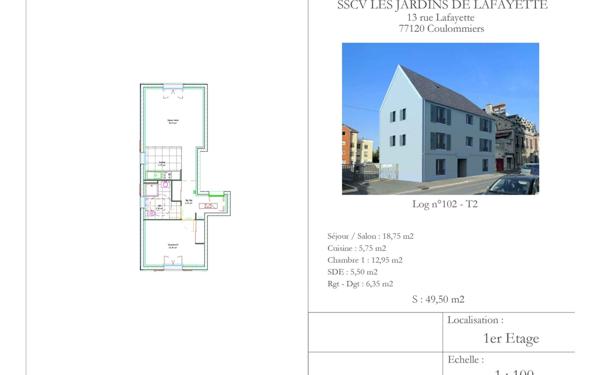 Appartement à vendre    2 pièces • 49,50 m2 Coulommiers