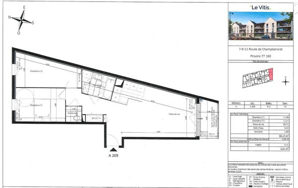 Location Appartement 3 pièces 66.17 m² - Provins 77160
