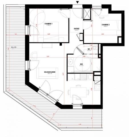 Appartement à vendre 3 pièces 59 m² Saint-Nazaire