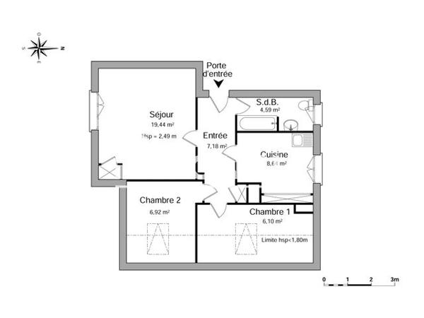 Location Appartement 3 pièces 52.87 m² - 343 RUE PIERRE BROSSOLETTE Guilherand-granges 07500