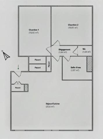 Appartement 3 pièces- DERNIER ETAGE - CALME - LUMINEUX