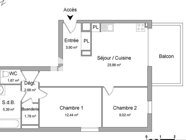 Location Appartement 3 pièces 60.74 m² - 132 QUATER AVENUE BERTHELOT Lyon 7ᵉ 69007