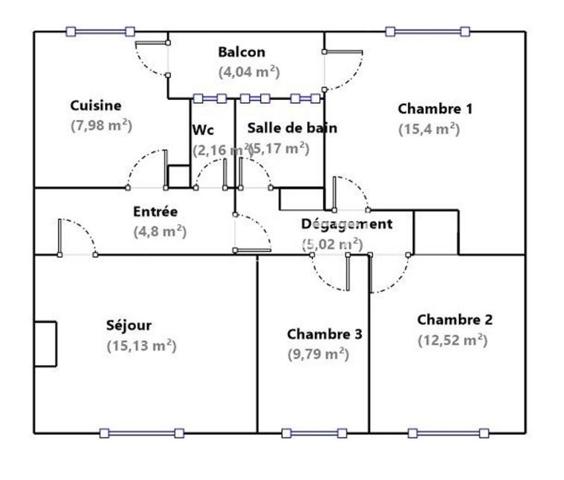 POISSY-Bord de Seine : F4 avec balcons, caves et parking
