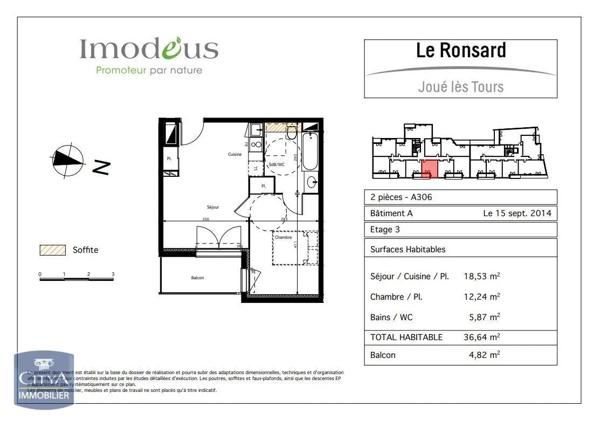 Appartement à louer 2 pièces 36.64m²