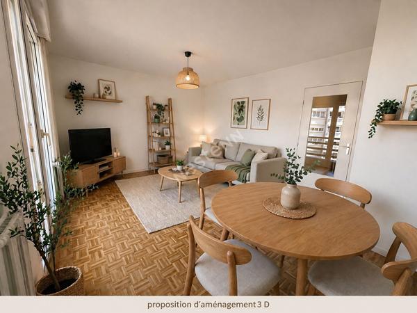 Villeurbanne T2 43 m² rénové , Terrasse + balcon + cave + garage (en supplément)