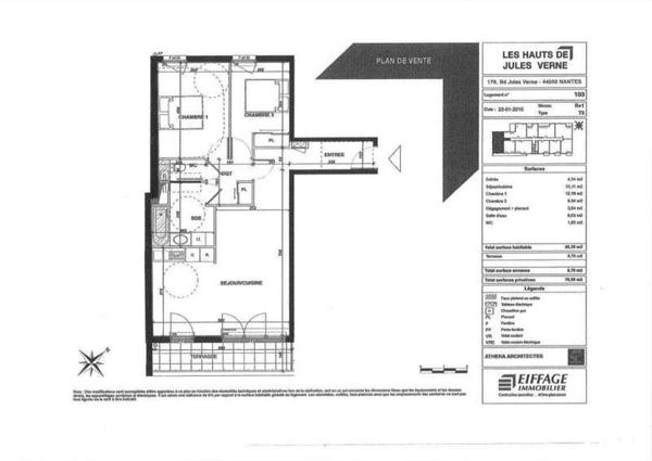 Appartement 3 pièces - 44300 Nantes -  Haluchère